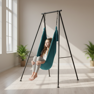 Teen on Aerial Yoga Hammock Swing