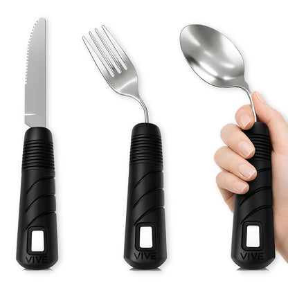 Non-Slip Grip Sensory Stainless Steel Utensil Set for Arthritis, Parkinsons & Tremors