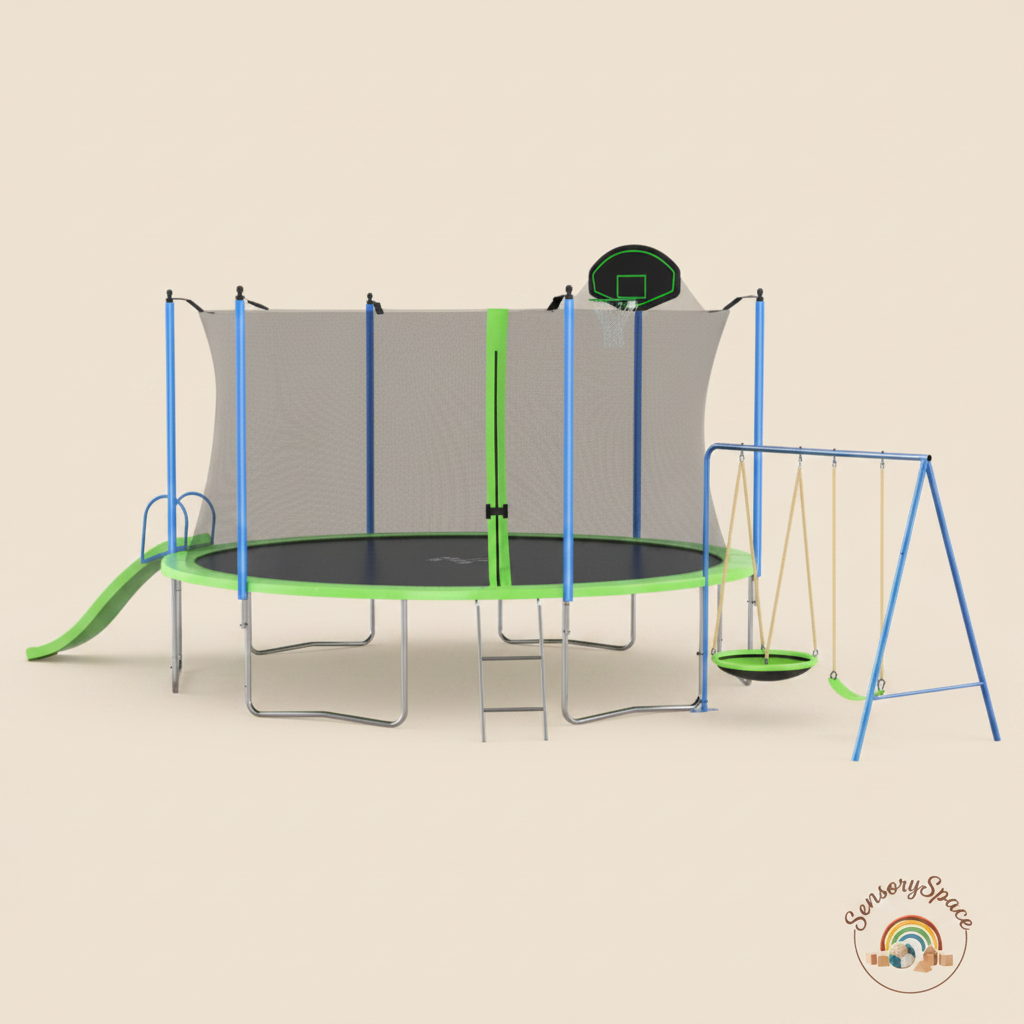 12FT Trampoline – Beige BG + Logo