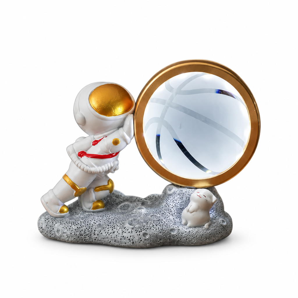 Astronaut globe lamp on a white background