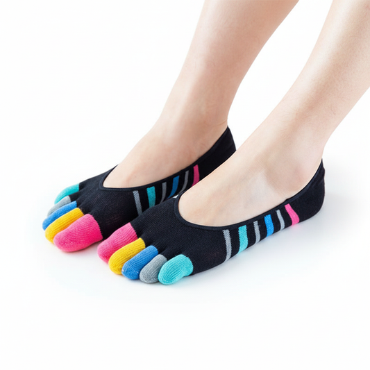 Black toe socks white bg