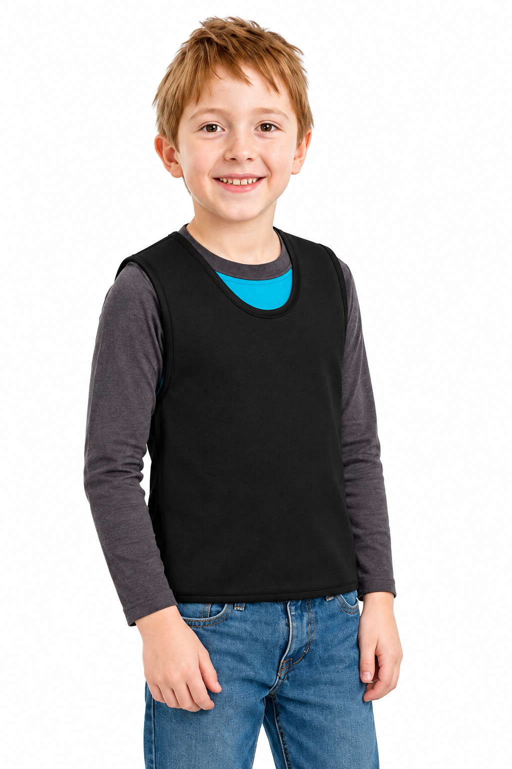Black vest, angled view