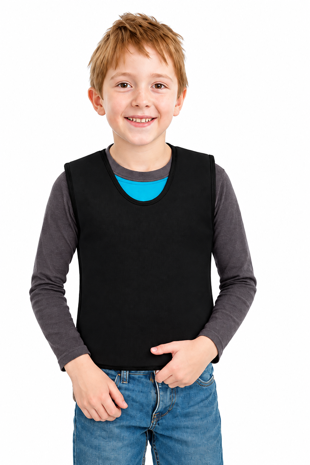 Black vest, front view