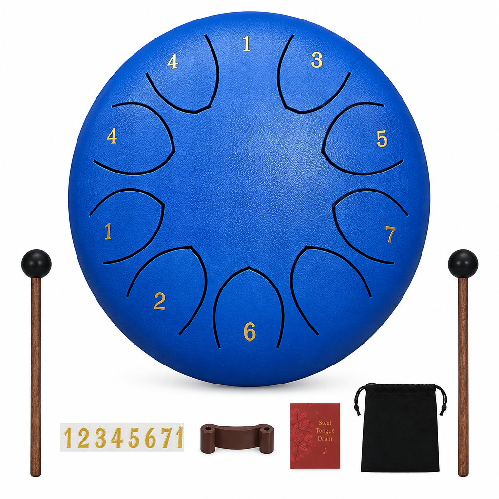 Blue drum and accessories