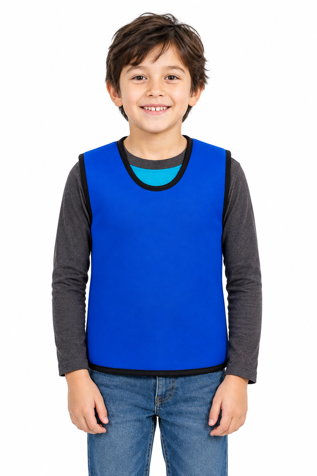 Blue vest, front view
