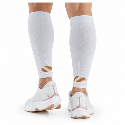 Calf sleeves worn on human legs with distractions removed