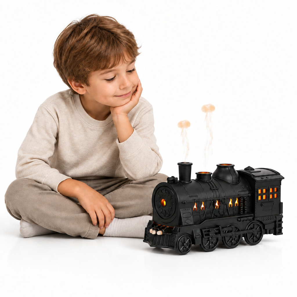 Child beside diffuser, bottles removed