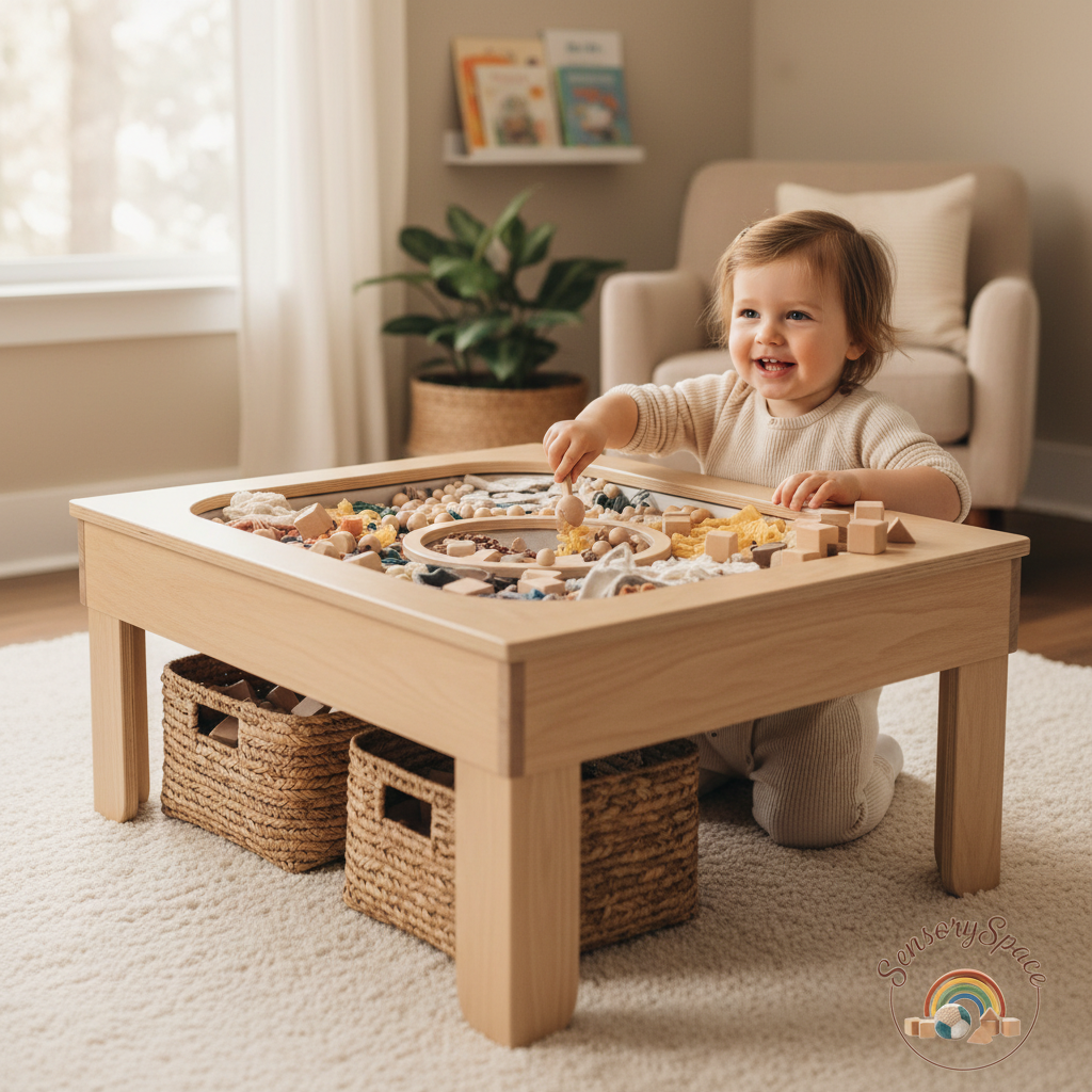 Child playing with sensory table