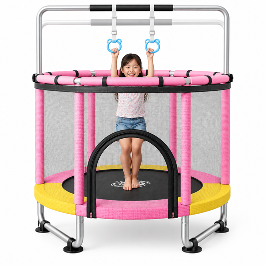 Child playing with trampoline rings