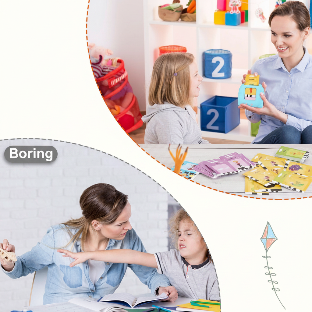 Child using reader white bg
