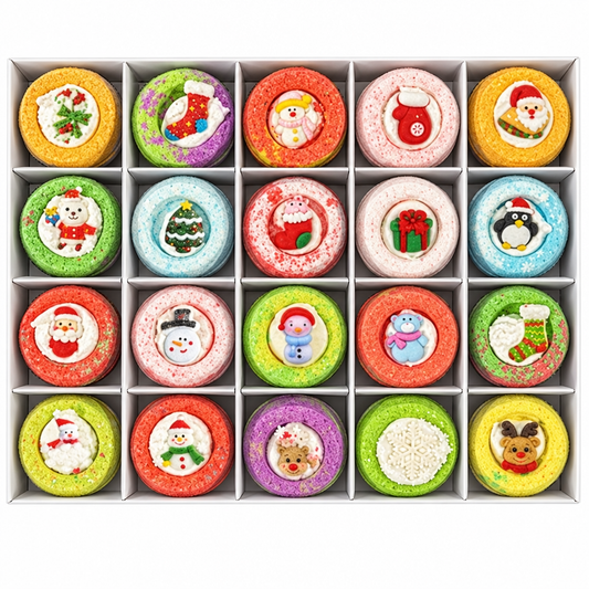 Christmas bath bomb set on white