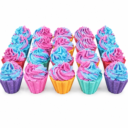 Cupcake bath bombs on white