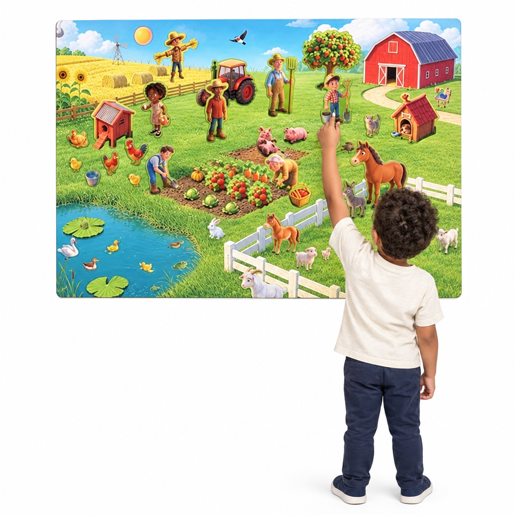 Farm board with a different child and distractions removed