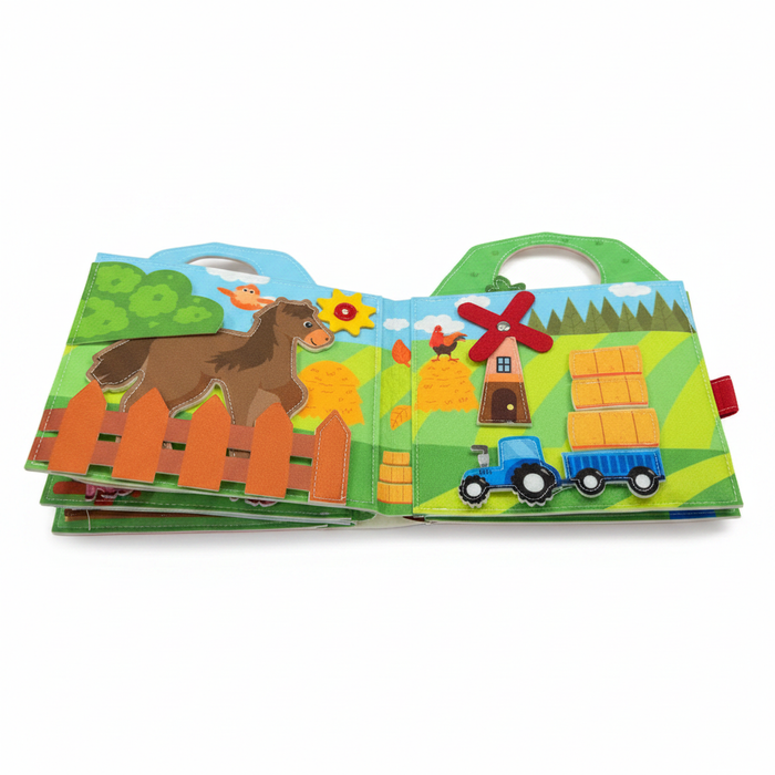 Felt busy book farm scene white bg