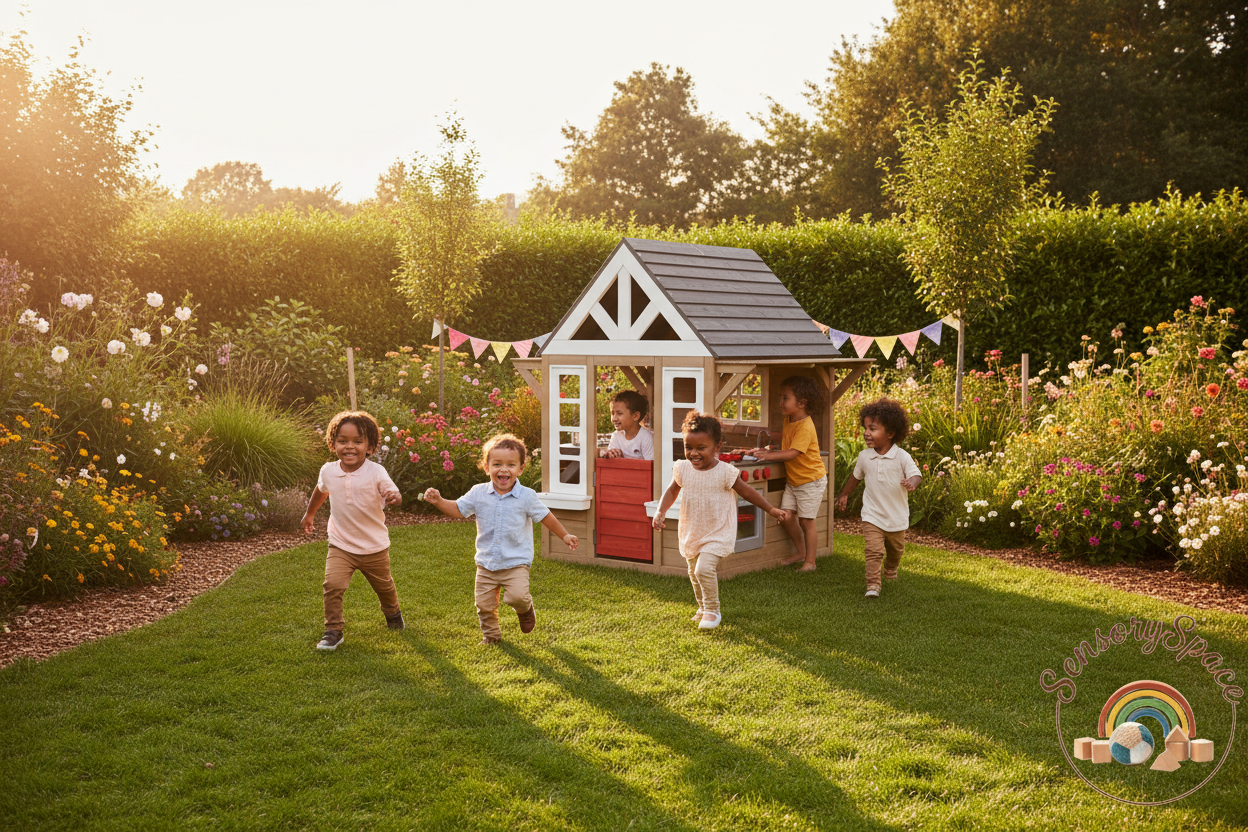 Group of kids at golden hour