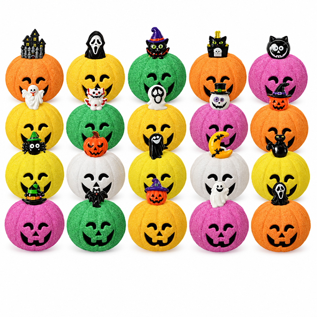 Halloween pumpkin bath bombs on white
