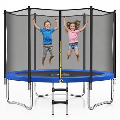 Kids Jumping on Blue Trampoline