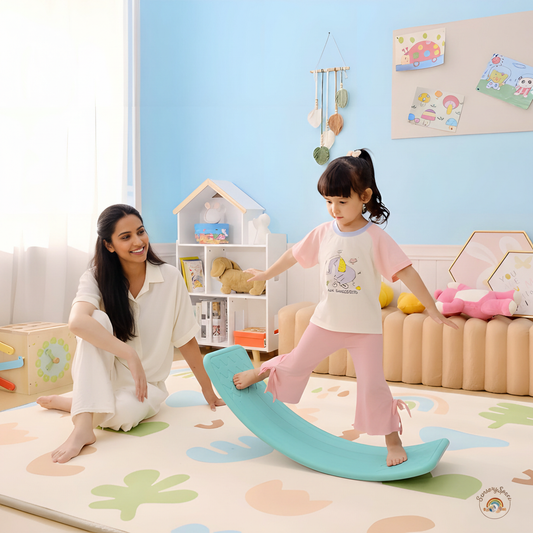 Lifestyle 4 - Indian mom and toddler with balance board with logo