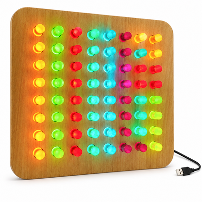 Light-up peg board and USB cable