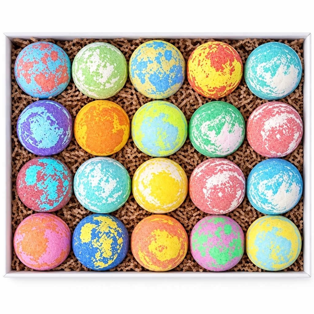 Marbled bath bomb set on white