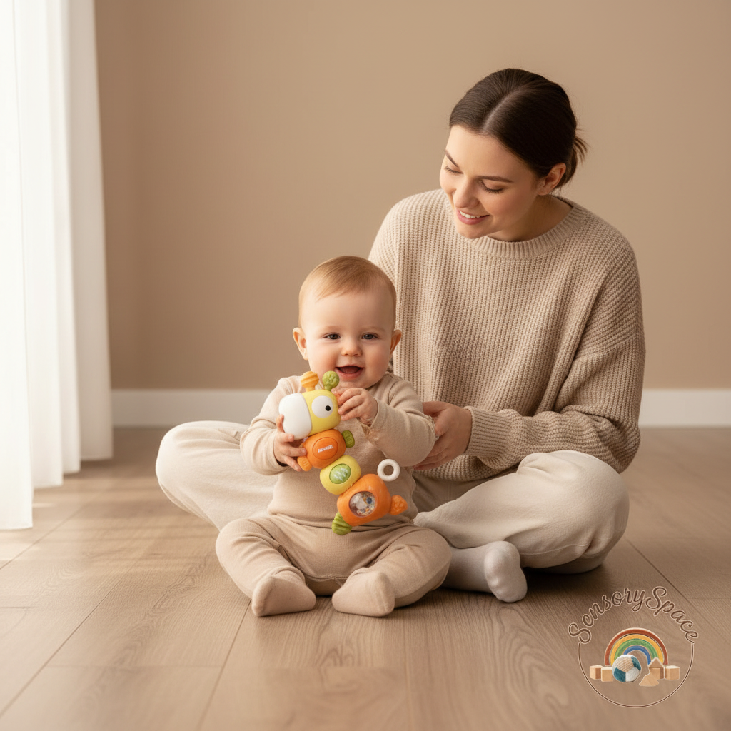 Mom and baby with toy