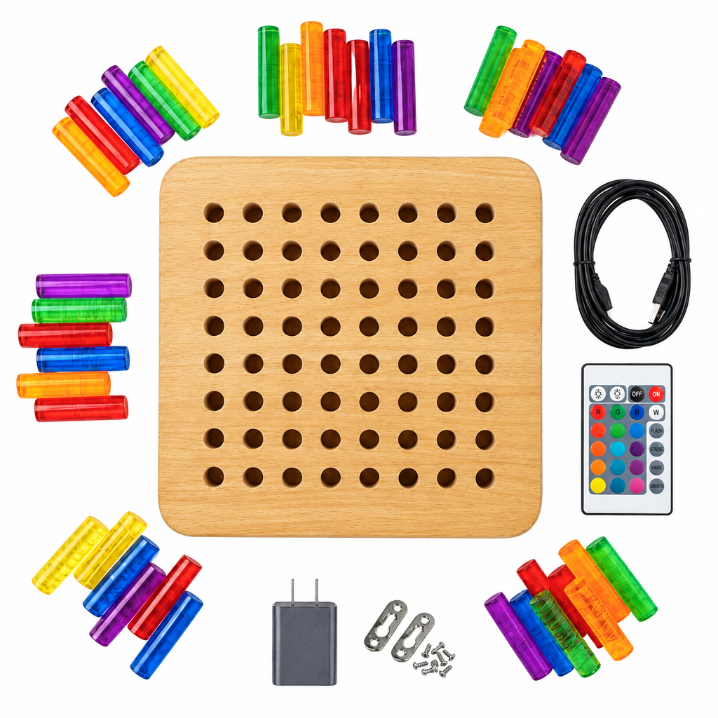 Peg board and included accessories