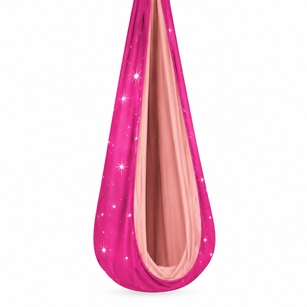 Pink-and-coral fabric-only sensory swing
