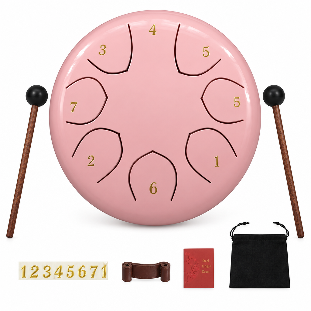 Pink drum and accessories