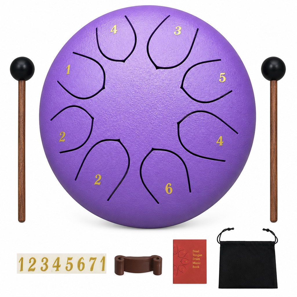 Purple drum and accessories