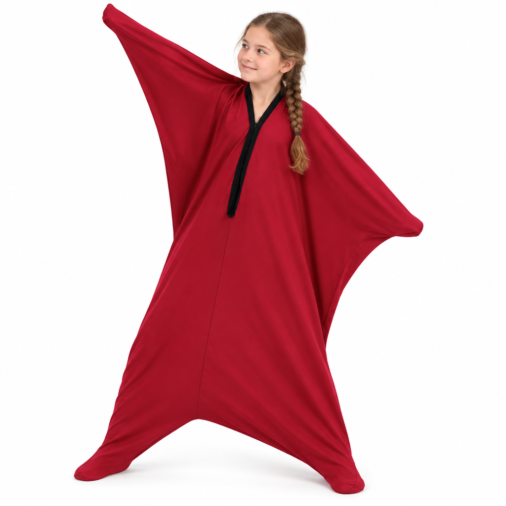 Red body sock, diagonal stretch