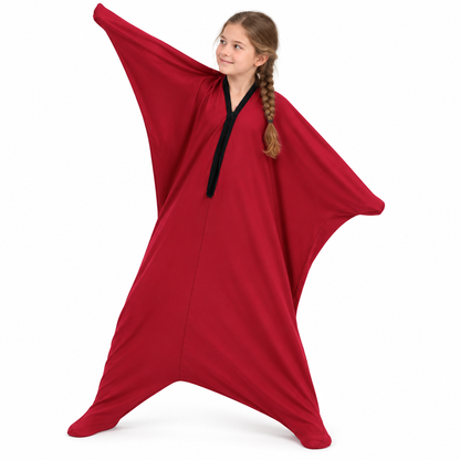 Red body sock, diagonal stretch