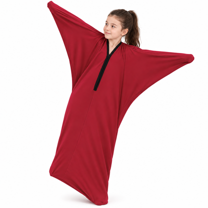 Red body sock, gentle sideways lean