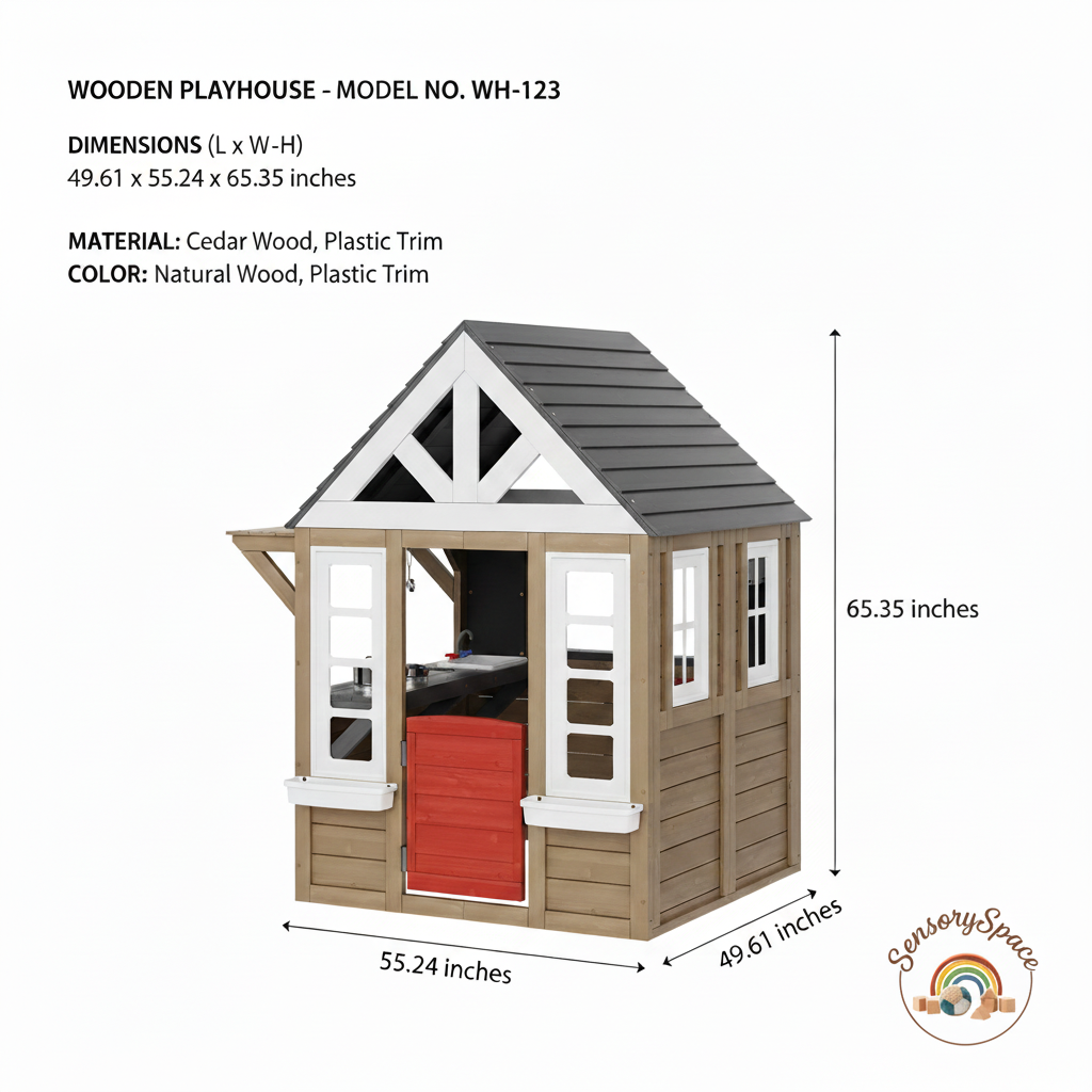 Inspire Imaginative Play with Outdoor Kids Cedar Wooden Playhouse Kitchen