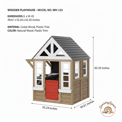 Inspire Imaginative Play with Outdoor Kids Cedar Wooden Playhouse Kitchen