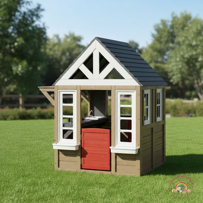 Inspire Imaginative Play with Outdoor Kids Cedar Wooden Playhouse Kitchen