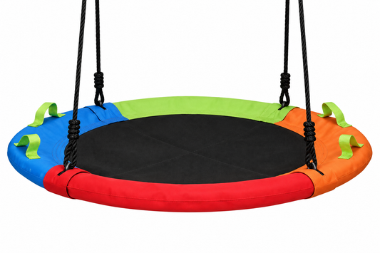 Side view of round swing on white