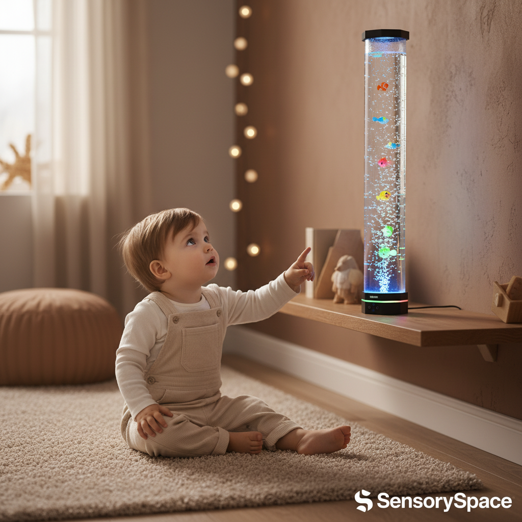 Toddler Watching Lamp in Wonder