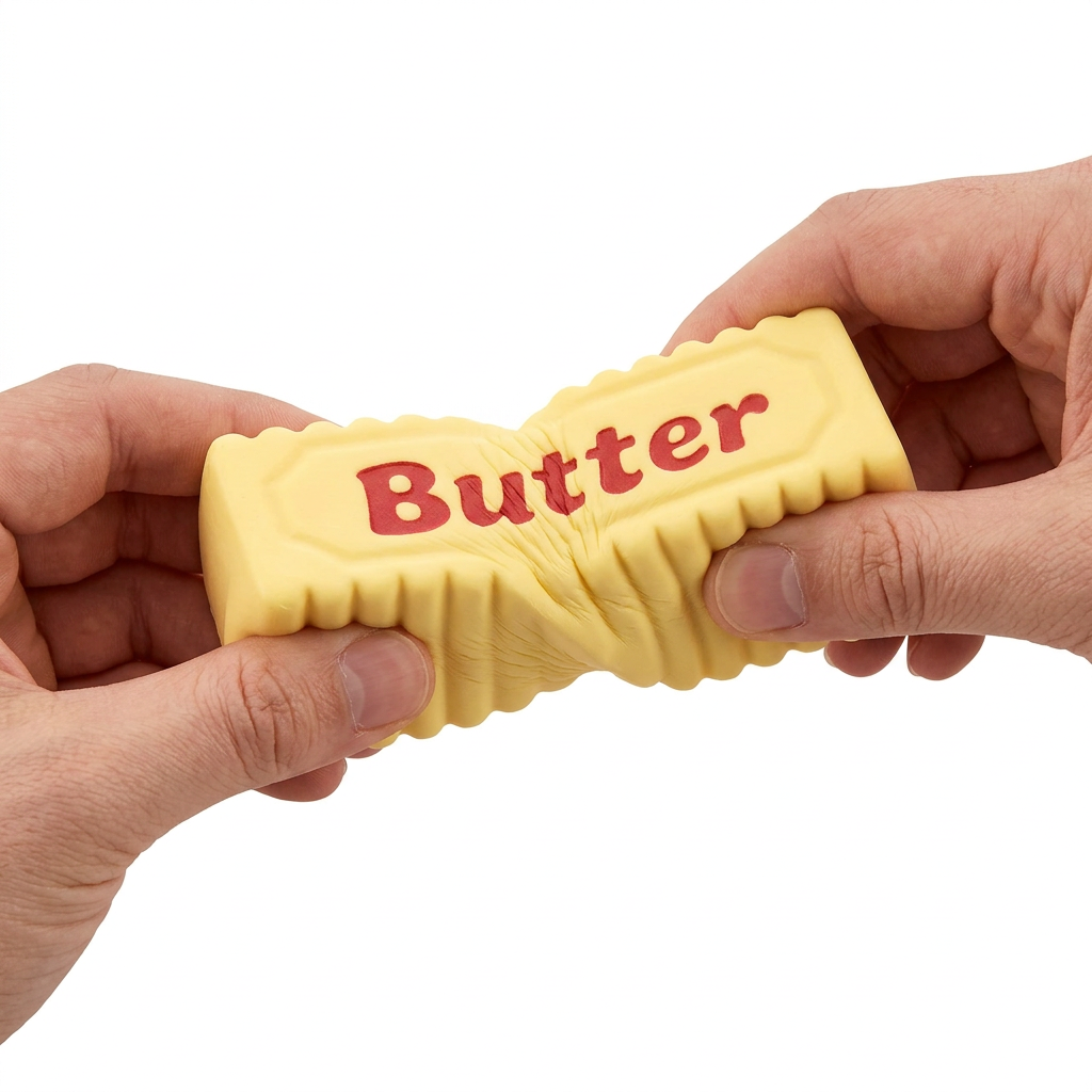 Hands twisting one butter squishy