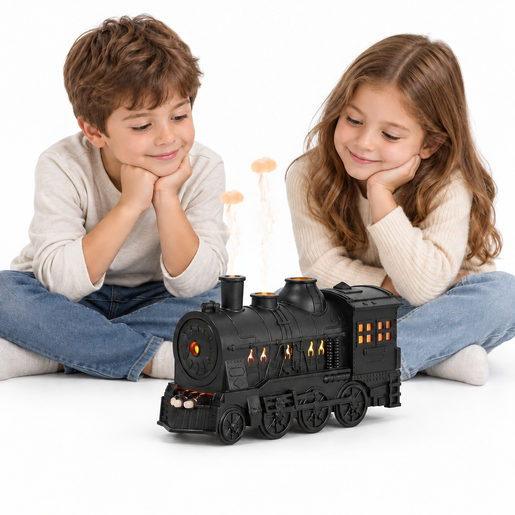 Two children beside diffuser, bottles removed