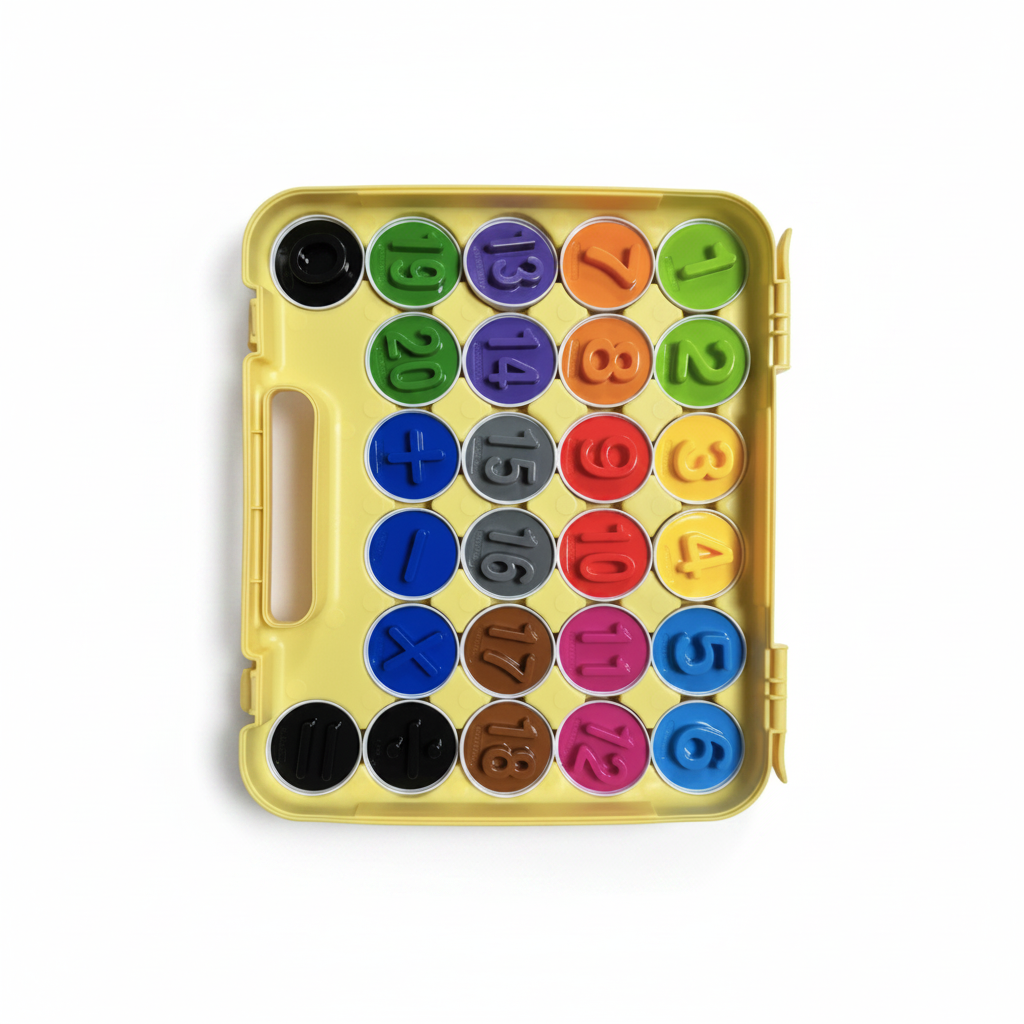 Yellow number sorting tray - white bg, no logo